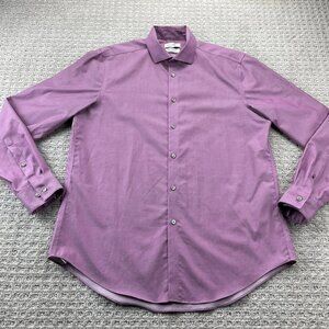 Calvin Klein CK Button Up Shirt Long Sleeve Men 16.5 34/35 Infinite Non-Iron